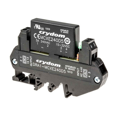 Sensata / Crydom DRA1-MCX Series Solid State Interface Relay, 32 V dc Control, 5 A rms Load, DIN Rail Mount