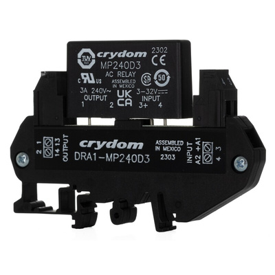 Sensata / Crydom DRA Series Solid State Interface Relay, 32 V Control, 3 A rms Load, DIN Rail Mount