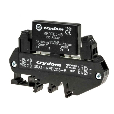 Sensata / Crydom DRA1-MP Series Solid State Interface Relay, 32 V dc Control, 3 A Load, DIN Rail Mount