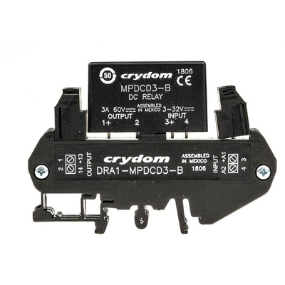 Sensata / Crydom DRA1-MP Series Solid State Interface Relay, 32 V dc Control, 3 A Load, DIN Rail Mount