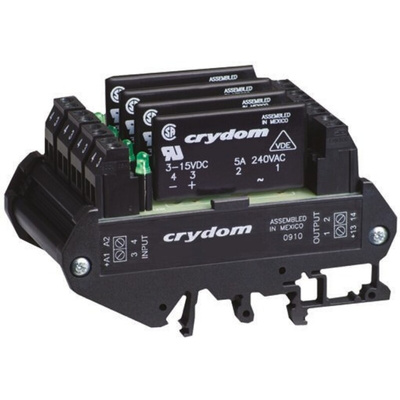Sensata / Crydom DRA4-CX Series Solid State Interface Relay, 15 V dc Control, 5 A rms Load, DIN Rail Mount