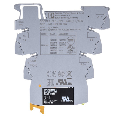 Phoenix Contact PLC-OPT- 24DC/ 48DC/100/SEN Series Solid State Interface Relay, DIN Rail Mount