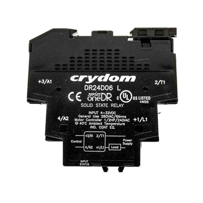 Sensata / Crydom Solid State Interface Relay, 32 V dc Control, 6 A rms Load, DIN Rail Mount