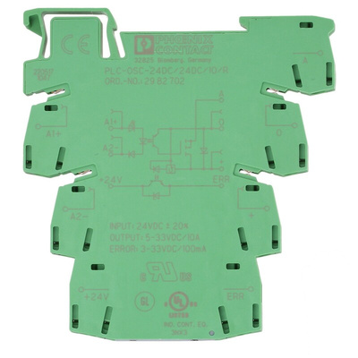 Phoenix Contact PLC-OSC- 24DC/ 24DC/ 10/R Series Solid State Interface Relay, 10 A Load, DIN Rail Mount