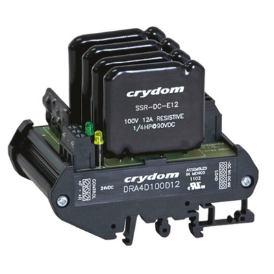 Sensata / Crydom DRA4D Series Solid State Interface Relay, 32 V dc Control, 12 A Load, DIN Rail Mount