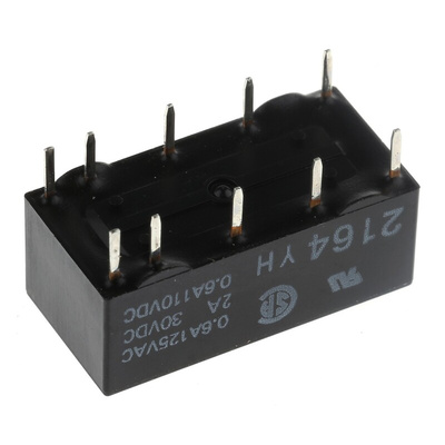 Omron PCB Mount Latching Signal Relay, 12V dc Coil, 500mA Switching Current, DPDT