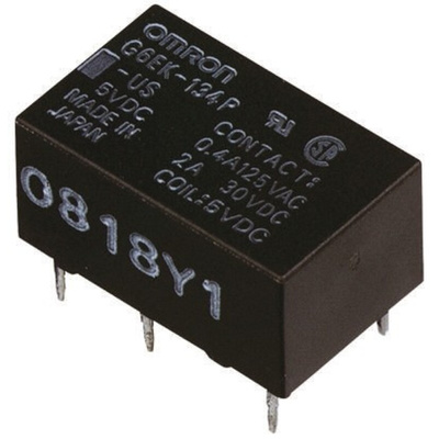 Omron PCB Mount Latching Signal Relay, 5V dc Coil, 2A Switching Current, SPDT
