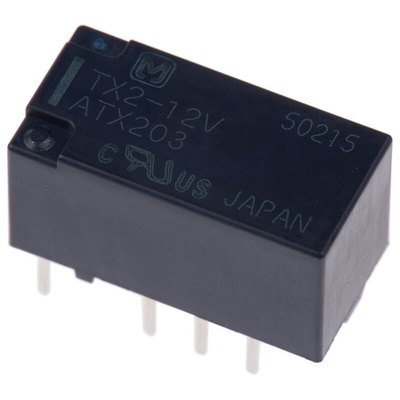Panasonic PCB Mount Signal Relay, 12V dc Coil, 2A Switching Current, DPDT