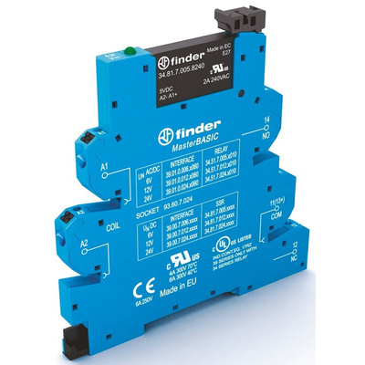 Finder Series 39 Series Solid State Interface Relay, 13.2 V Control, 6 A Load, DIN Rail Mount