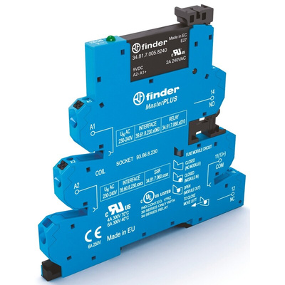 Finder Series 39 Series Solid State Interface Relay, 264 V Control, 6 A Load, DIN Rail Mount
