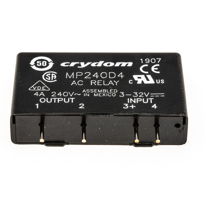 Sensata / Crydom Solid State Relay, 4 A rms Load, PCB Mount, 280 V dc Load, 32 V dc Control