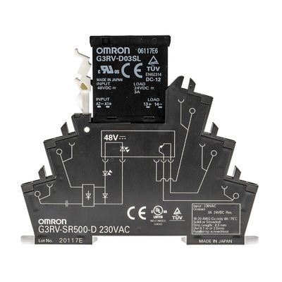 Omron G3RV-SR Series Solid State Interface Relay, 230 V ac Control, 3 A Load, DIN Rail Mount