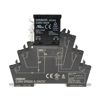 Omron G3RV-SR Series Solid State Interface Relay, 24 V ac/dc Control, 2 A Load, DIN Rail Mount