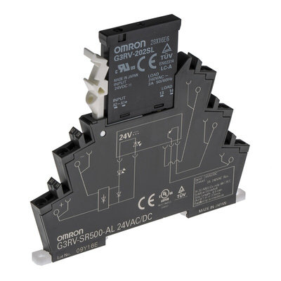 Omron G3RV-SR Series Solid State Interface Relay, 24 V ac/dc Control, 2 A Load, DIN Rail Mount