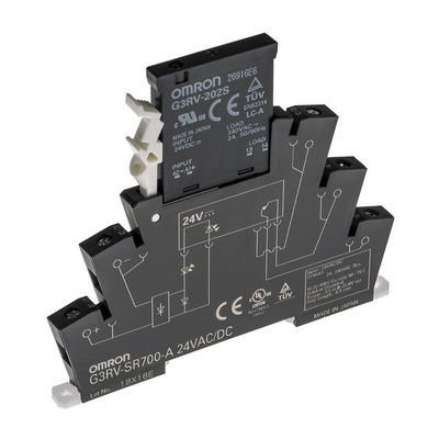 Omron G3RV-SR Series Solid State Interface Relay, 24 V ac/dc Control, 2 A Load, DIN Rail Mount