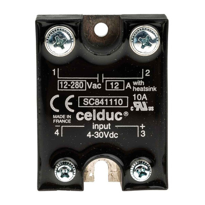 Celduc SC8 Series Solid State Relay, 12 A Load, Panel Mount, 280 V rms Load, 30 V dc Control