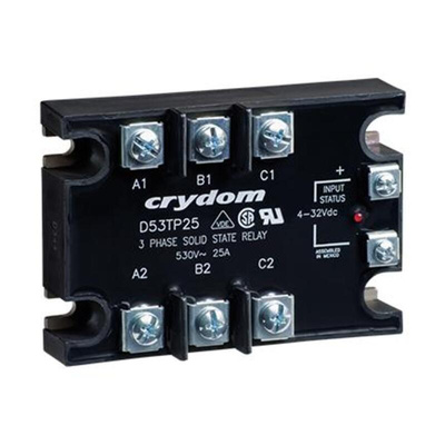 Sensata / Crydom Solid State Relay, 25 A rms Load, Panel Mount, 530 V rms Load, 32 V dc Control