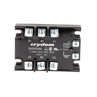 Sensata / Crydom Solid State Relay, 25 A rms Load, Panel Mount, 530 V rms Load, 32 V dc Control