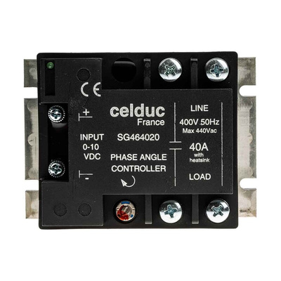 Celduc SG4 Series Solid State Relay, 40 A Load, Panel Mount, 460 V rms Load, 10 V dc Control