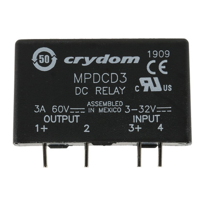 Sensata / Crydom DRA1 Series Solid State Relay, 3 A Load, PCB Mount, 60 V dc Load, 32 V dc Control