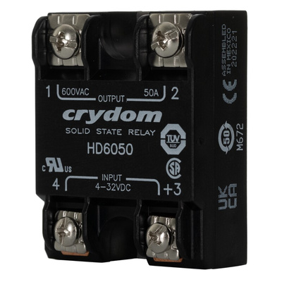 Sensata / Crydom HD60 Series Solid State Relay, 50 A Load, Panel Mount, 660 V ac Load, 32 V Control