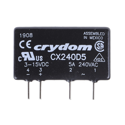 Sensata / Crydom CX Series Solid State Relay, 5 A Load, PCB Mount, 280 V ac Load, 15 V dc Control