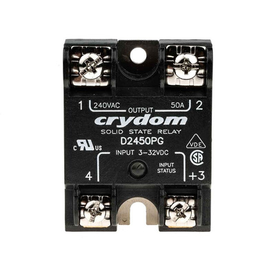 Sensata / Crydom 1 Series Solid State Relay, 50 A Load, Panel Mount, 280 V rms Load, 32 V Control