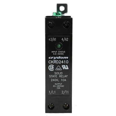 Sensata / Crydom CKR Series Solid State Relay, 10 A rms Load, DIN Rail Mount, 280 V rms Load, 32 V Control