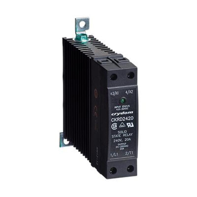 Sensata / Crydom CKR24 Series Solid State Relay, 20 A rms Load, DIN Rail Mount, 280 V rms Load, 32 V Control