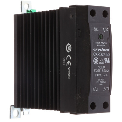 Sensata / Crydom Solid State Relay, 30 A rms Load, DIN Rail Mount, 280 V rms Load, 32 V Control