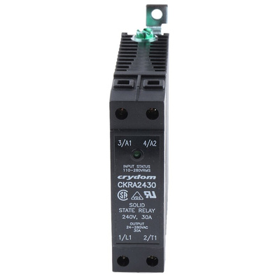Sensata / Crydom CKR Series Solid State Relay, 30 A rms Load, DIN Rail Mount, 280 V rms Load, 280 V rms Control
