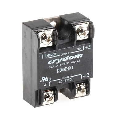Sensata / Crydom Solid State Relay, 60 A Load, Surface Mount, 60 V dc Load, 32 V Control
