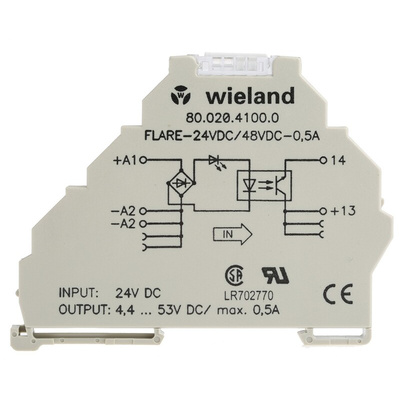 Wieland flare Series Solid State Relay, 0.5 A Load, DIN Rail Mount, 53 V Load, 53 V Control