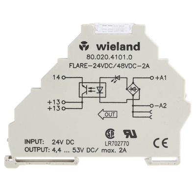 Wieland flare Series Solid State Relay, 2 A Load, DIN Rail Mount, 53 V Load, 53 V Control