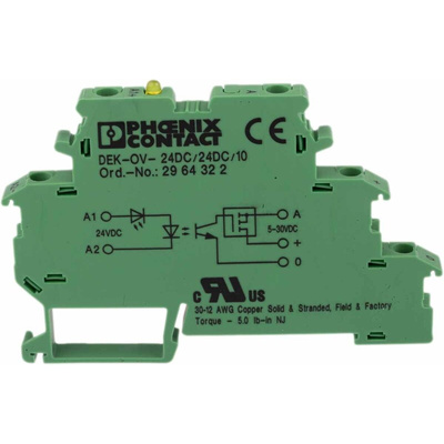 Phoenix Contact DEK-OV- 24DC/24DC/10 Series Solid State Relay, DIN Rail Mount