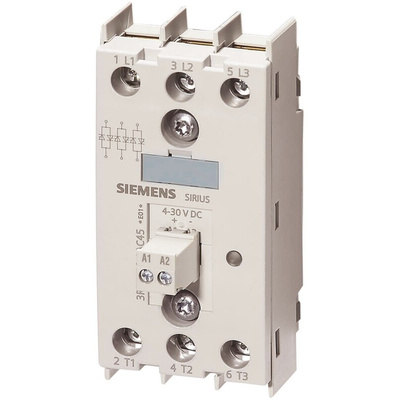 Siemens Solid State Relay, 55 A Load, Panel Mount, 600 V Load, 30 V dc Control
