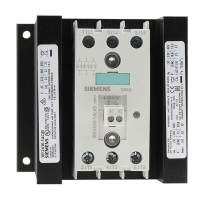 Siemens Solid State Relay, 30 A Load, DIN Rail Mount, 600 V Load, 30 V dc Control
