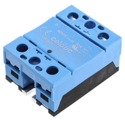 Celduc SOM Series Solid State Relay, 20 A Load, Panel Mount, 40 V dc Load, 32 V dc Control