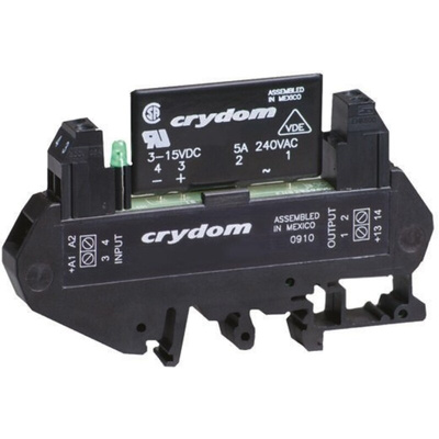 Sensata / Crydom DRA1-CX Series Solid State Interface Relay, 32 V dc Control, 5 A rms Load, DIN Rail Mount