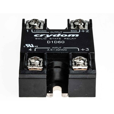 Sensata / Crydom 1-DC Series Solid State Relay, 60 A Load, Surface Mount, 100 V Load, 32 V Control