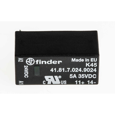 Finder 41 Series Solid State Relay, 5 A Load, PCB Mount, 24 V dc Load, 32 V dc Control