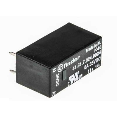Finder 41 Series Solid State Relay, 5 A Load, PCB Mount, 24 V dc Load, 32 V dc Control