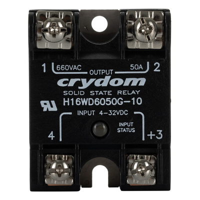 Sensata / Crydom H16WD Series Solid State Relay, 50 A Load, Panel Mount, 690 V ac Load, 32 V dc Control