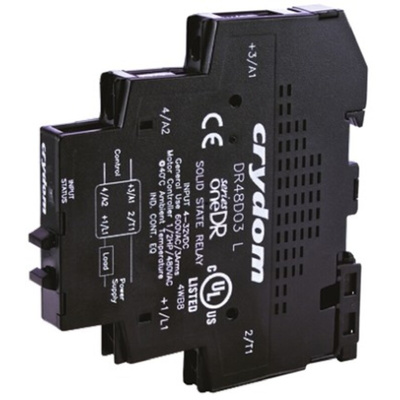 Sensata / Crydom DR Series Solid State Interface Relay, 32 V dc Control, 3 A Load, DIN Rail Mount