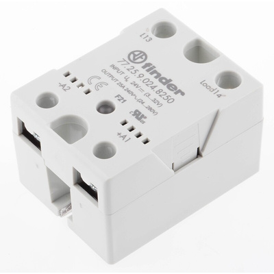 Finder 77 Series Solid State Relay, 25 A Load, Heatsink, 280 V ac Load, 24 V dc Control