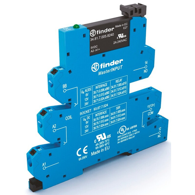 Finder Series 39 Series Solid State Interface Relay, 26.4 V Control, 2 A Load, DIN Rail Mount