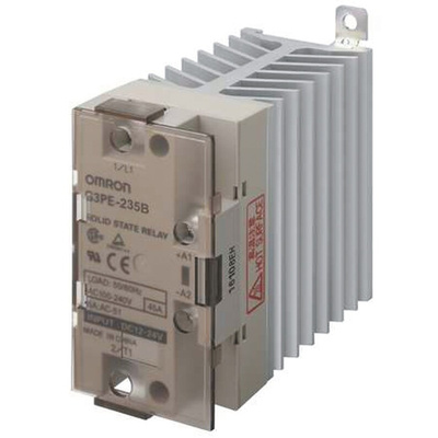 Omron G3PE Three Phase Series Solid State Relay, 35 A Load, DIN Rail Mount, 264 V ac Load, 30 V dc Control