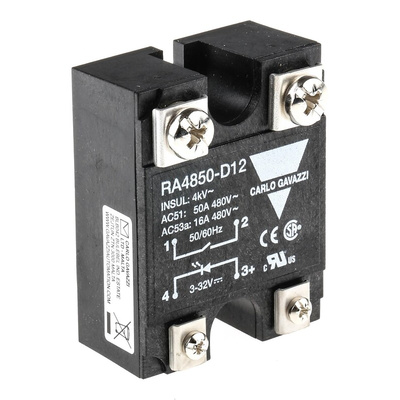 Carlo Gavazzi RA 48 Series Solid State Relay, 50 A Load, Panel Mount, 530 V ac Load, 32 V dc Control