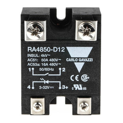 Carlo Gavazzi RA 48 Series Solid State Relay, 50 A Load, Panel Mount, 530 V ac Load, 32 V dc Control