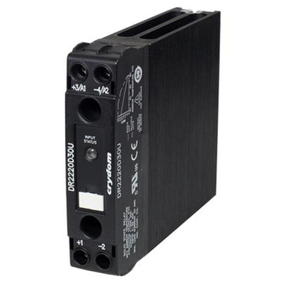 Sensata / Crydom DR22 Series Solid State Relay, 30 A Load, DIN Rail Mount, 200 V dc Load, 32 V dc Control